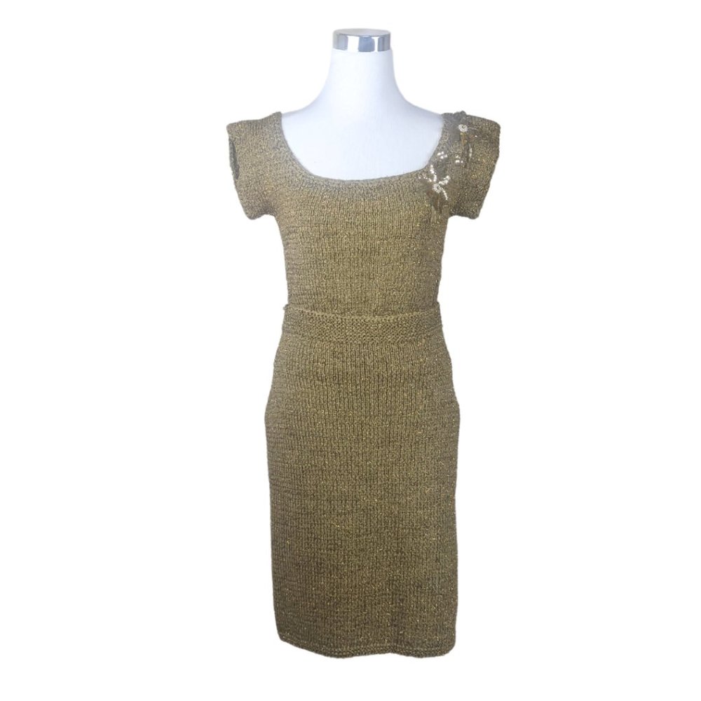 Vintage Gold Sequin Crop Top & Pencil Skirt Set